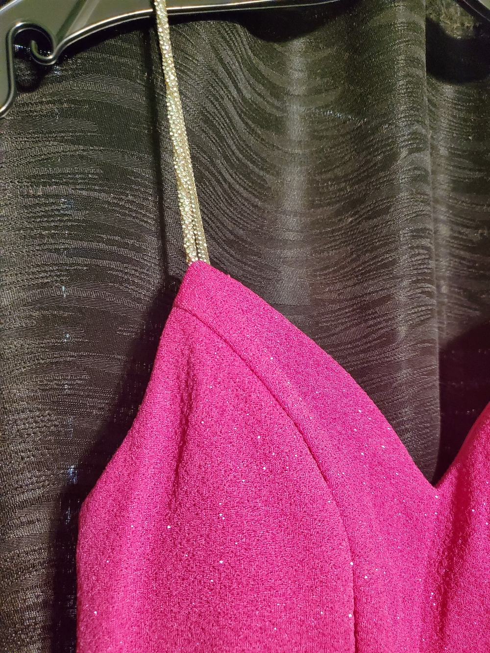 Sparkling Fuchsia Party Dress with Silver Straps